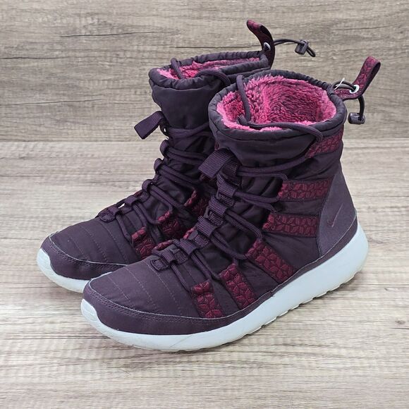 Nike Roshe Run Hi Sneaker Boot Women's Size 9.5 Deep Burgundy Boots (615968-601) - Picture 9 of 9